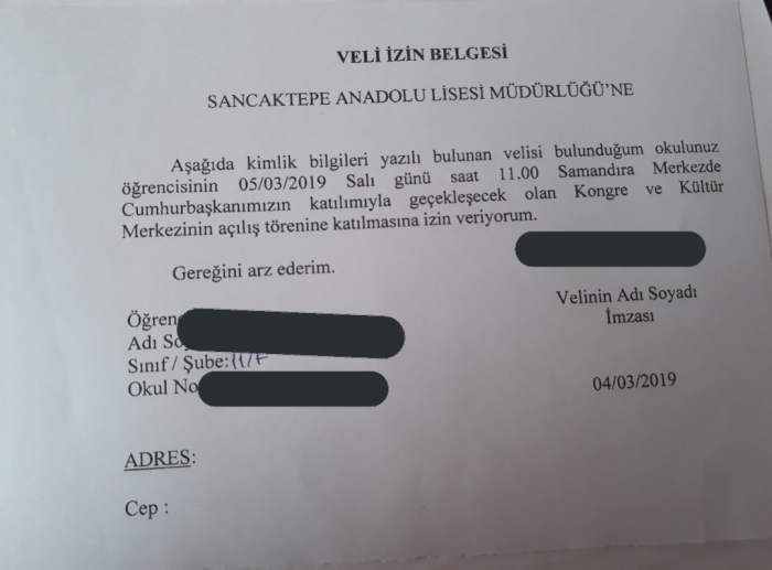 cumhurbaşkanı mitingi öğrenci izin belgesi