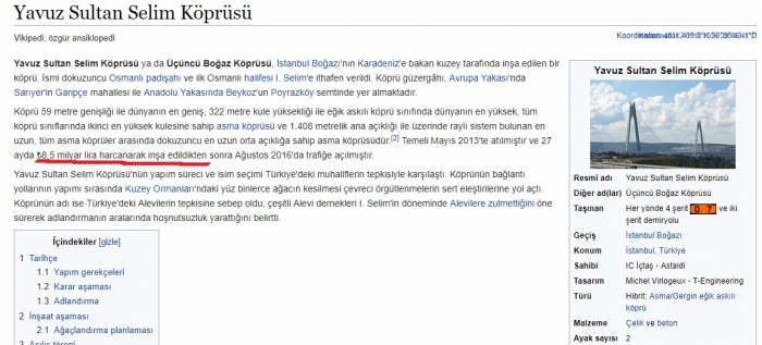 yavuz ss köprüsüne 30 ayda 2 milyar tl ödemek