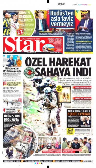 2 mart 2018 yandaş gazete manşetleri