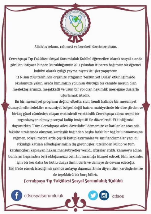 mezuniyet törenlerini camide yapan tıp öğrencileri