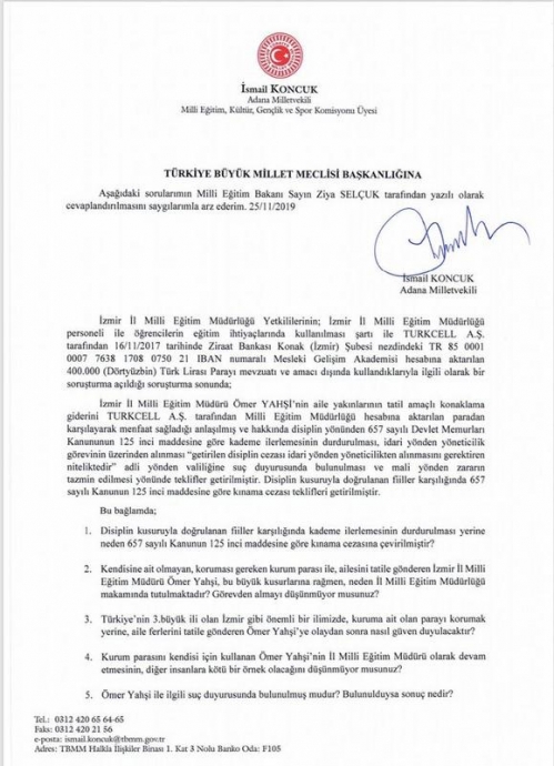 bağış parası ile tatil yapan milli eğitim müdürü