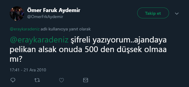 şifreli yazıyorum ajandaya pelikan alsak