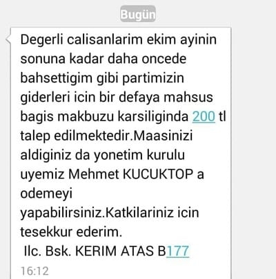 akp ye 200 tl bağış yapana kadrolu iş dağıtmak