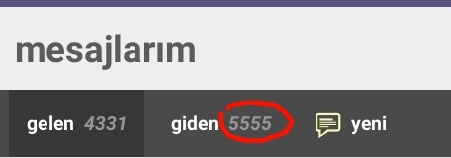 yazarların giden kutusundaki mesaj sayısı