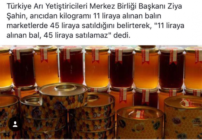 üreticiden 11 tlye alınan balın 45 tlye satılması
