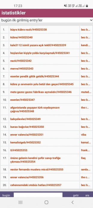 bugün ilk girilmiş entryler