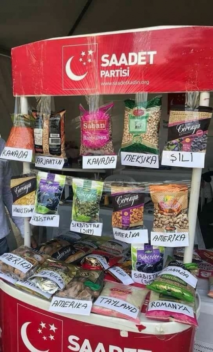 saadet partisi nin ithal tahıl bakliyat standı