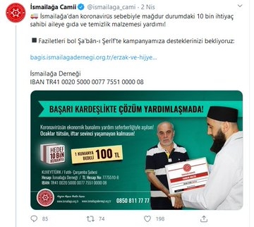 ismailağa cemaatinin yardım kampanyası yapması