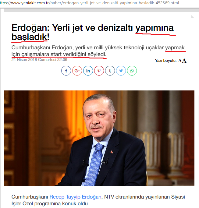 yerli jet ve denizaltı yapımına başladık