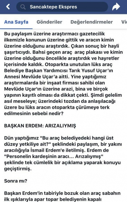 sancaktepe belediyesi sayıştay denetimi olayı