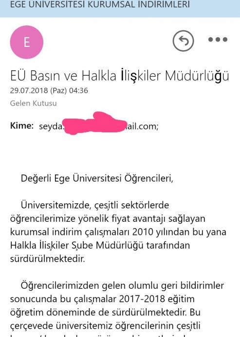 saat 04 sularında ege üniversitesi nden gelen mail