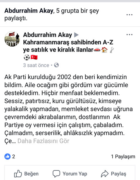 akp ye isyan eden akp li seçmenler veritabanı