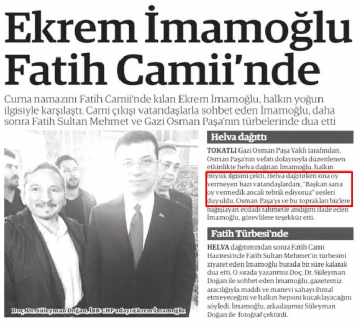 mhp nin gazetesinde ekrem imamoğlu övgüsü