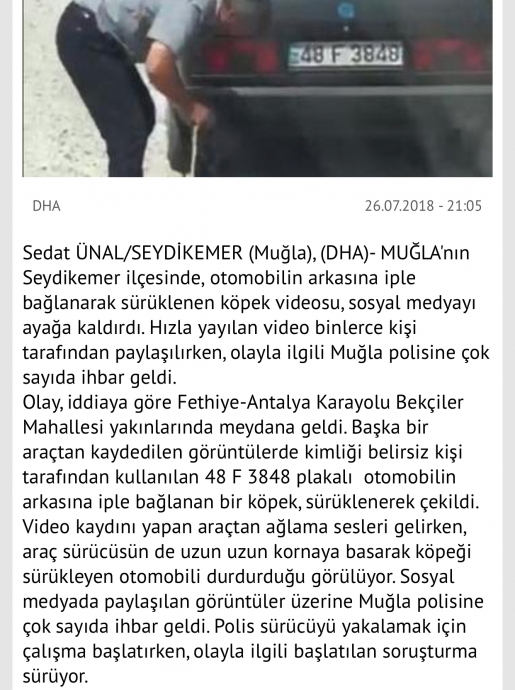 arabanın arkasında köpeği sürükleyen orospu çocuğu