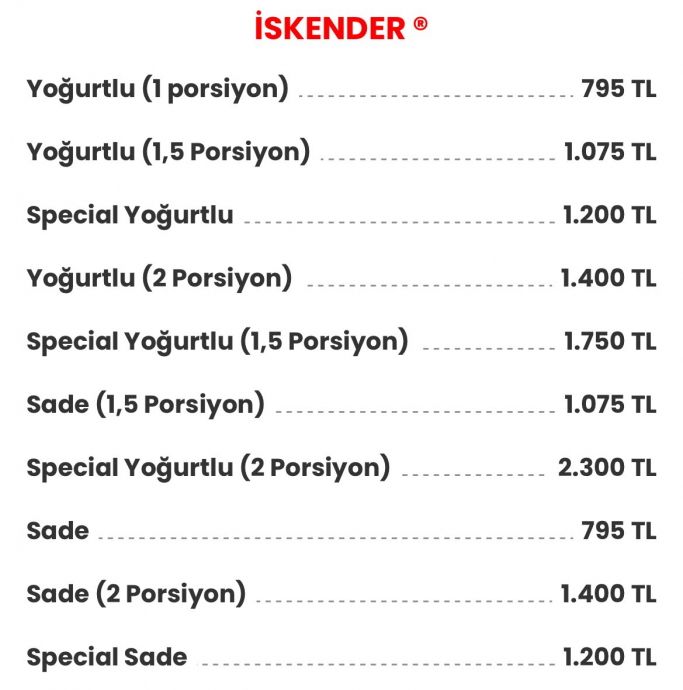 bursa da döner fiyatları
