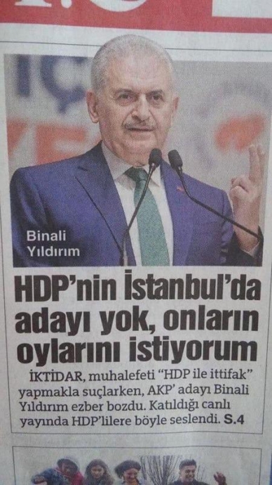 binali yıldırım ın hdp lilerin oyunu istemesi