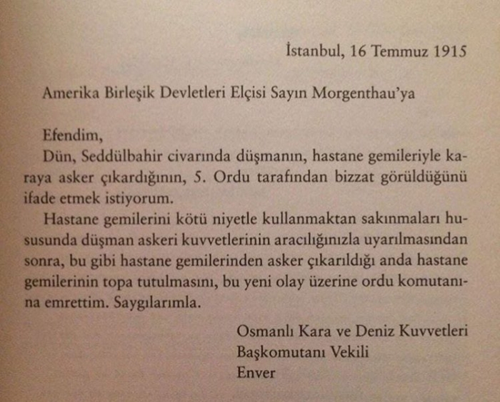 enver paşa nın abd ye verdiği nota
