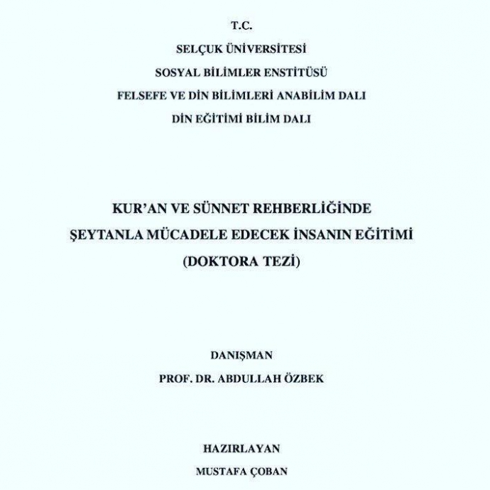 selçuk üniversitesi şeytanla mücadele doktora tezi