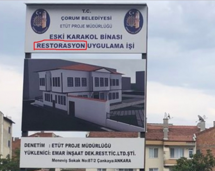 çorum da yapılan ibretlik restorasyon