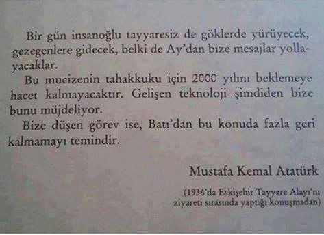 atatürk ün uzay ile ilgili konuşması
