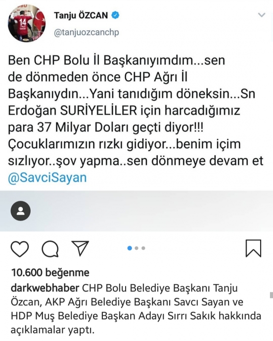 tanju özcan ın savcı sayan a dönek demesi