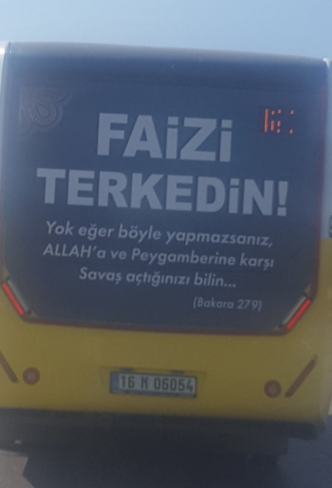 üzerinde ayet yazan otob
