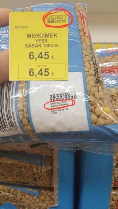 kanada dan ithal yerli üretim mercimek