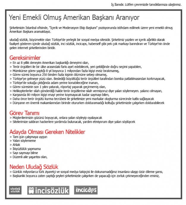 uludağ sözlük ten obama ya iş teklifi