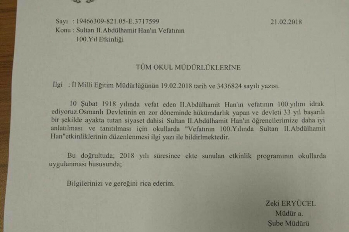 abdülhamid i okullarda iyi anlatın genelgesi